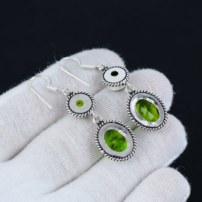 Green Peridot Sterling Silver Earrings