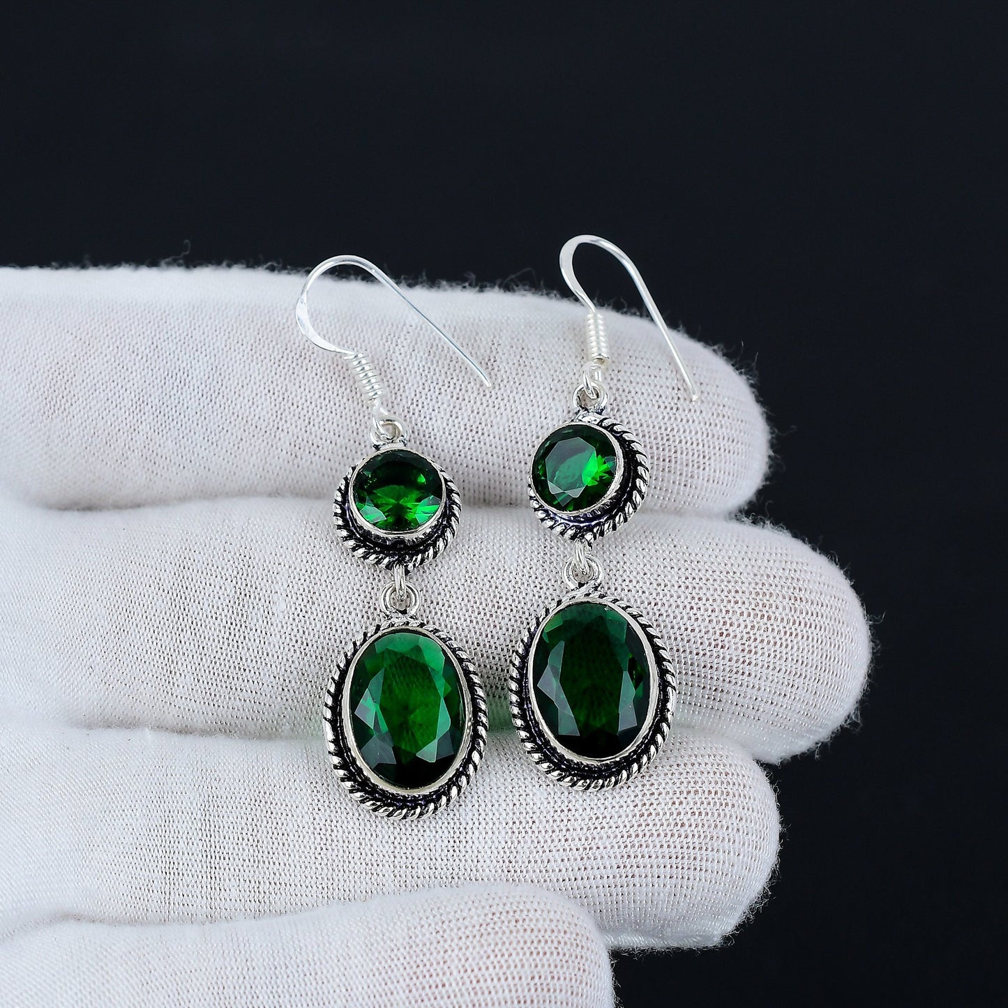 Green Tourmaline Sterling Silver Earrings