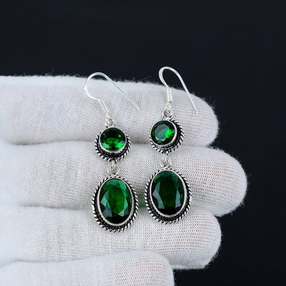 Green Tourmaline Sterling Silver Earrings