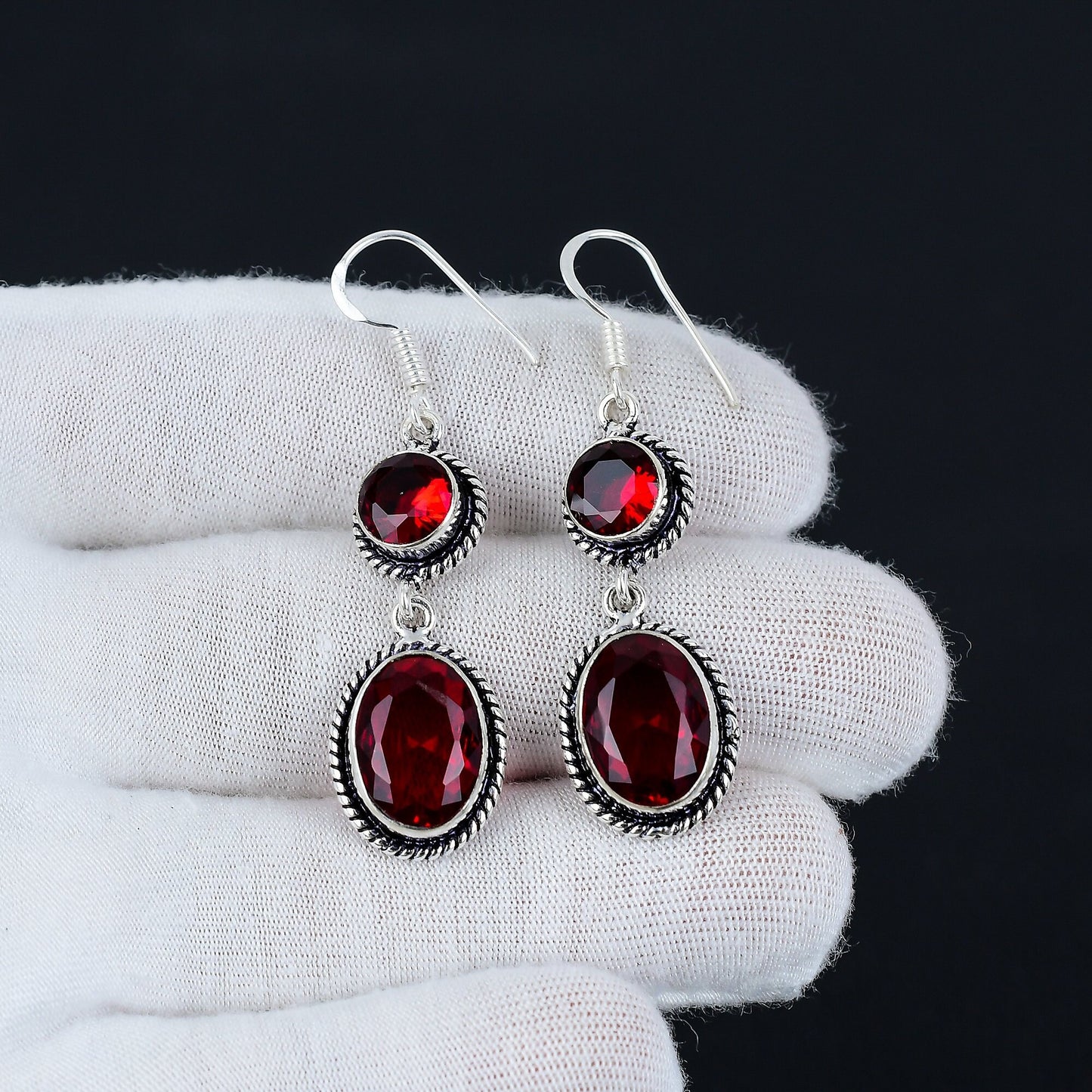 Red Garnet Gemstone Earrings