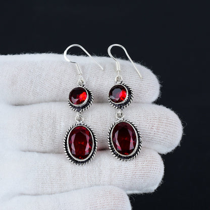 Red Garnet Gemstone Earrings