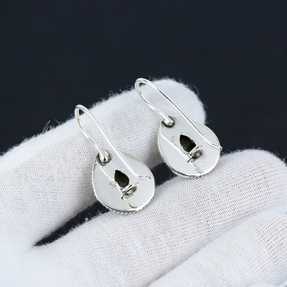 Blue-Green Labradorite Gemstone Sterling Silver Earrings