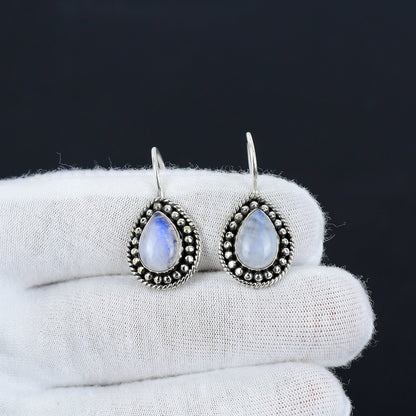 Rainbow Moonstone Sterling Silver Earrings