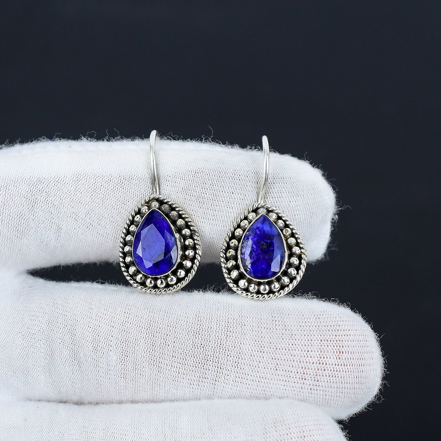 Blue Sapphire Gemstone Earrings