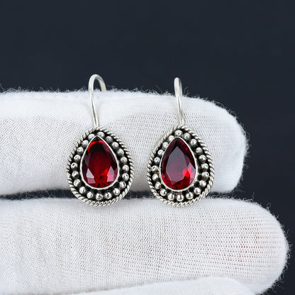 Red Garnet Gemstone Earrings