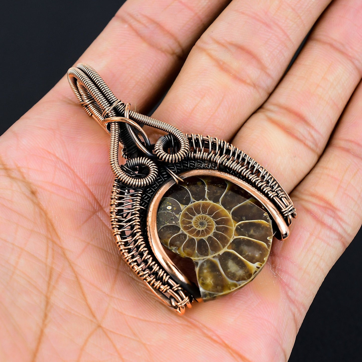 Brown Ammonite Gemstone Pendant