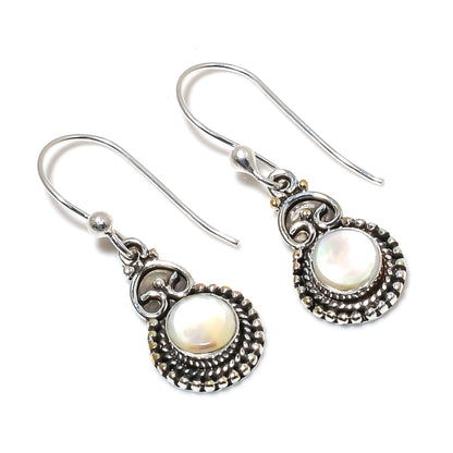 White Mother of Pearl Gemstone Earrings