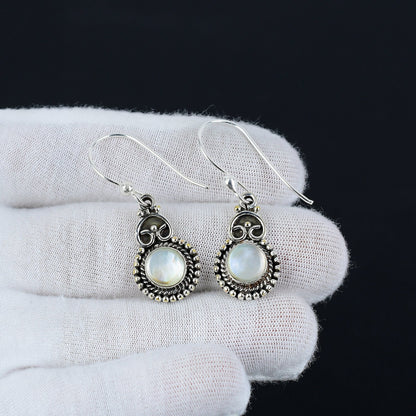 White Mother of Pearl Gemstone Earrings