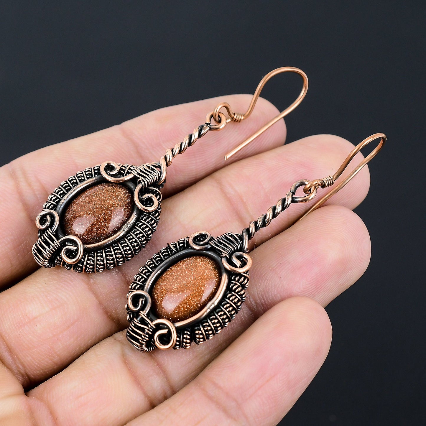Orange Sunstone Gemstone Earrings