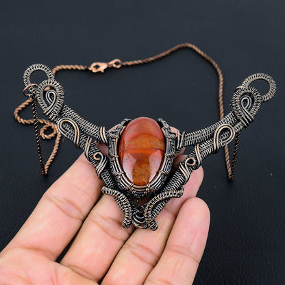 Red Jasper Gemstone Copper Pendant