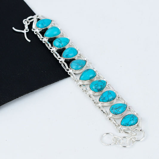 Turquoise Gemstone Sterling Silver Bracelet