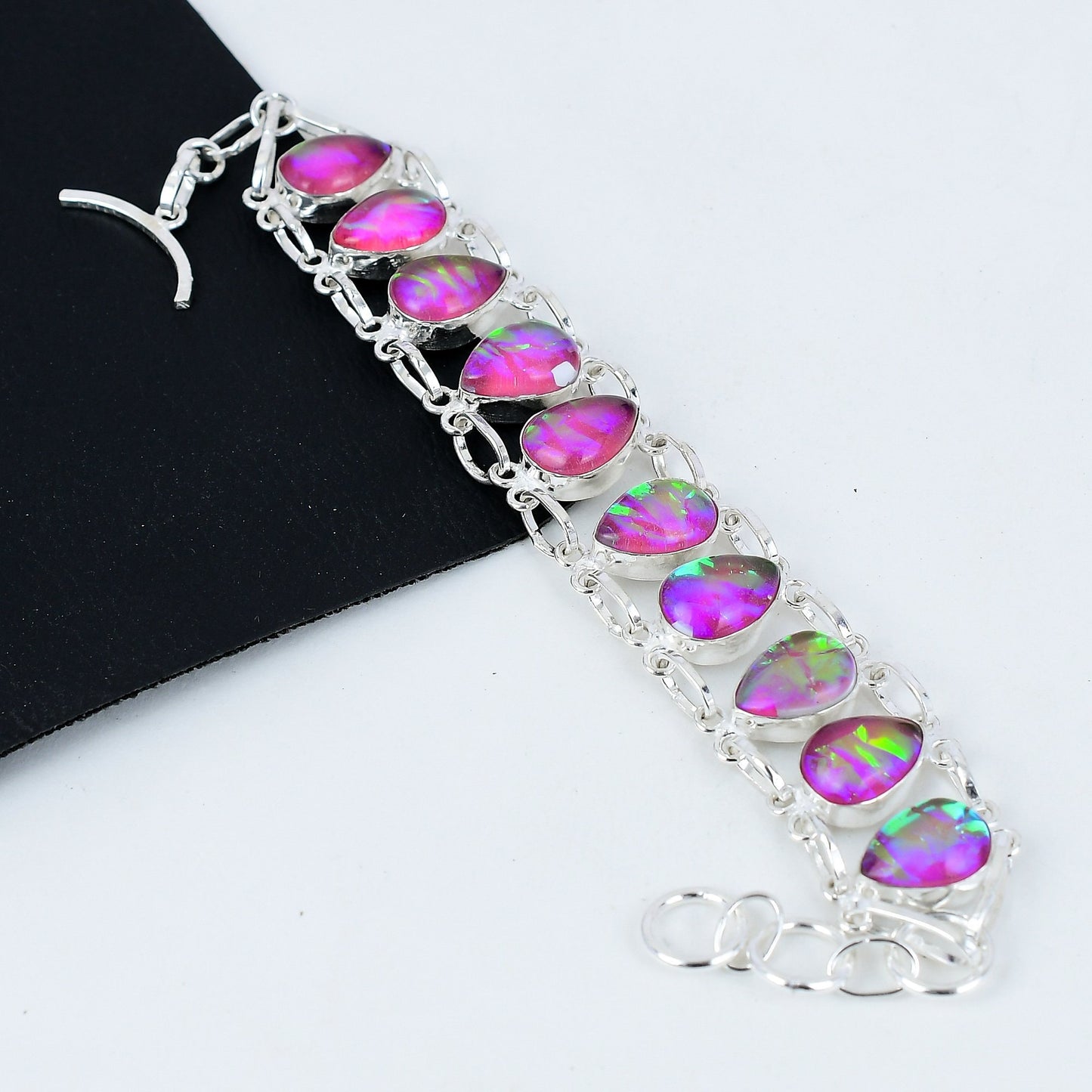 Pink Fire Opal Gemstone Bracelet