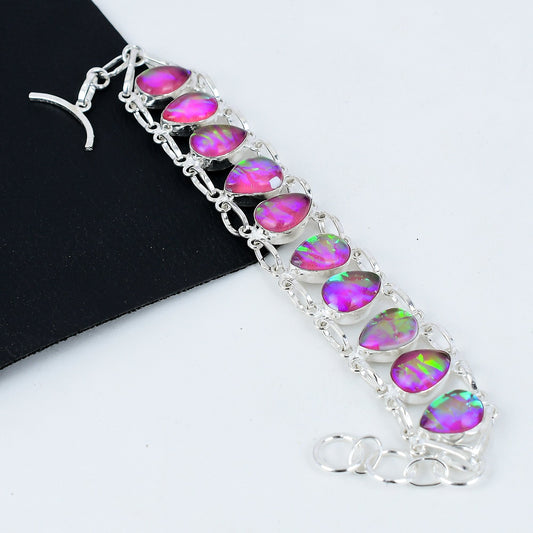 Pink Fire Opal Gemstone Bracelet