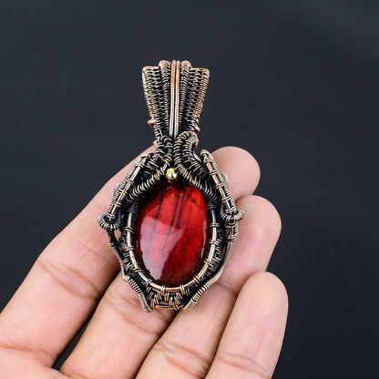Red Fire Labradorite Gemstone Pendant