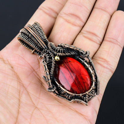 Red Fire Labradorite Gemstone Pendant