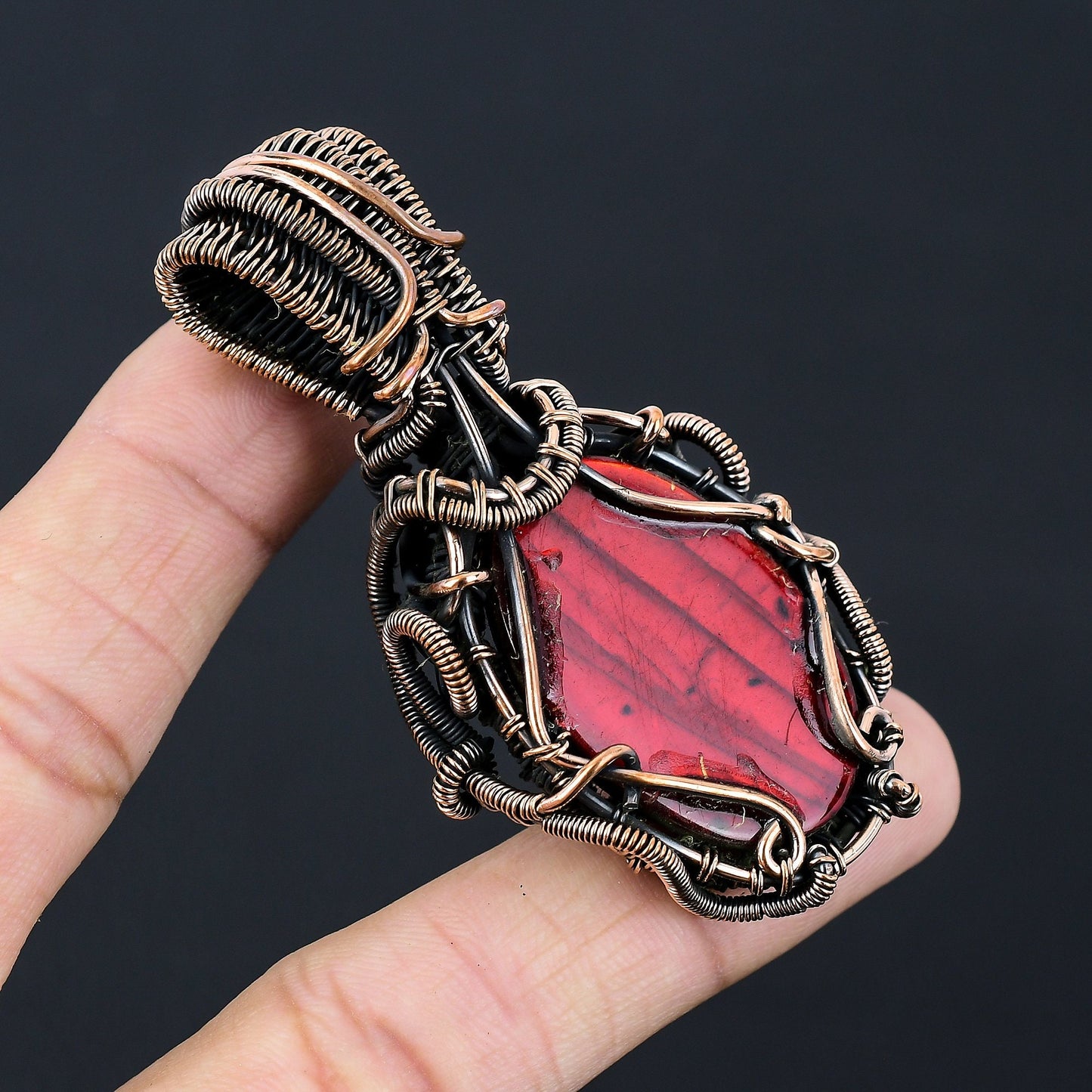 Red Fire Labradorite Gemstone Pendant