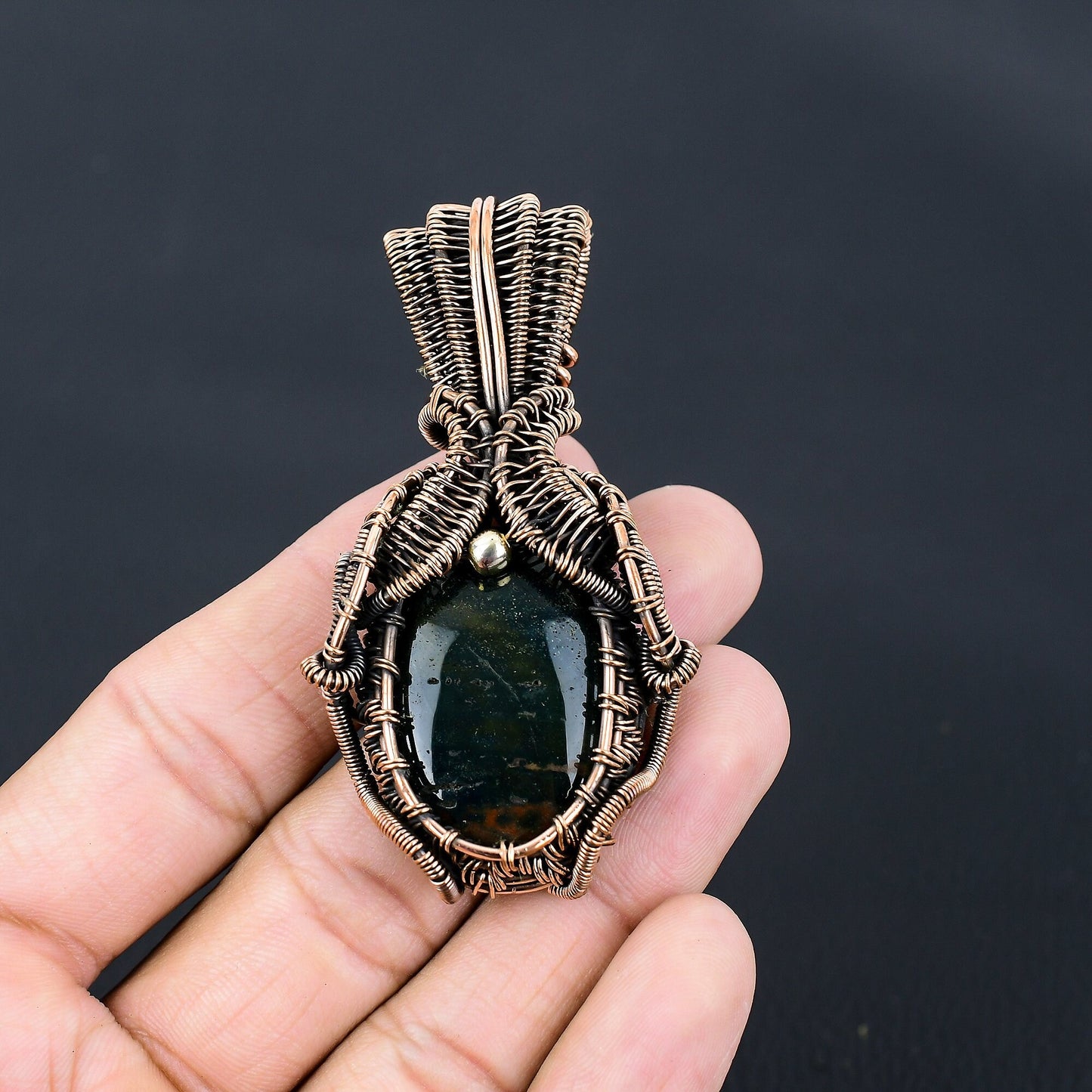 Green Bloodstone Gemstone Pendant