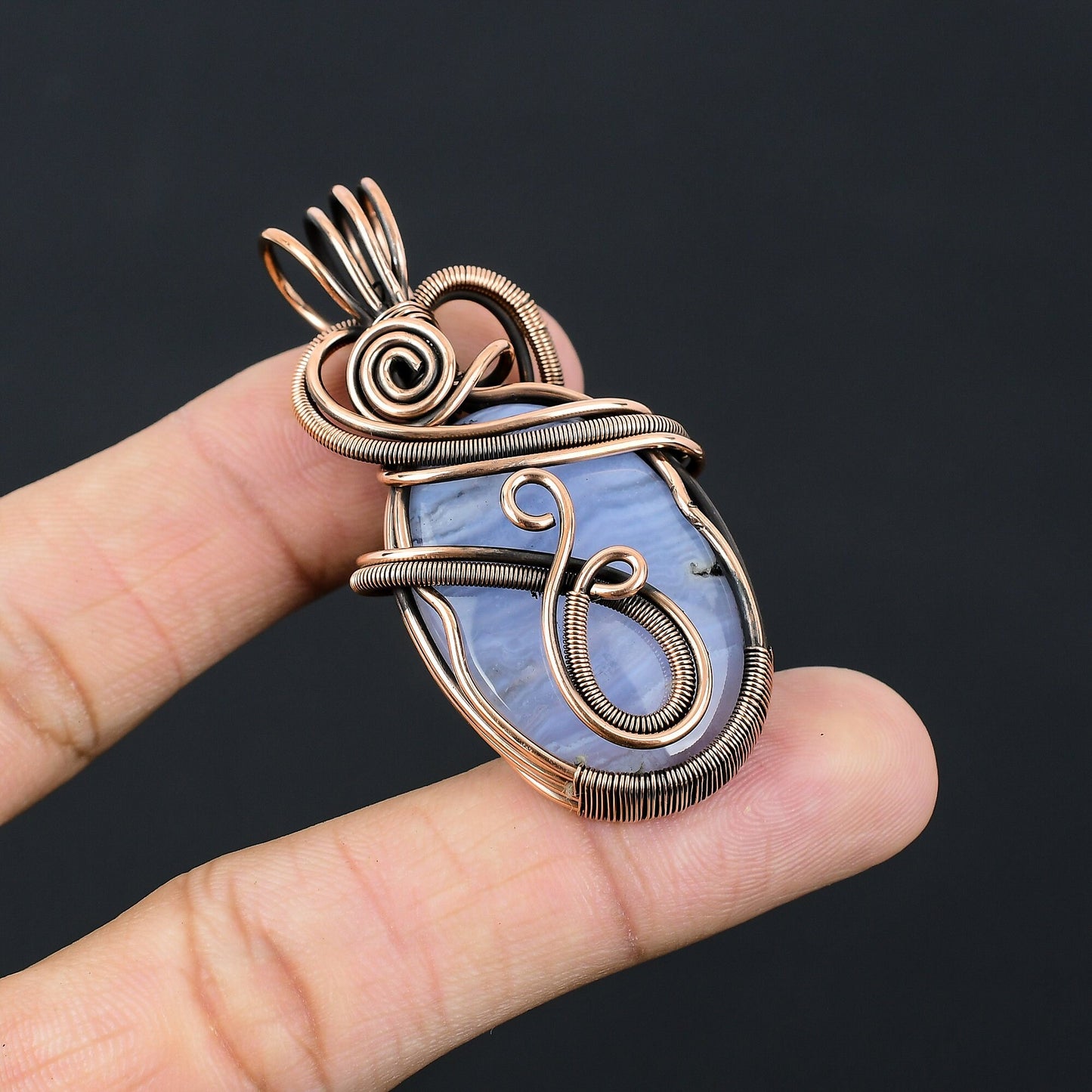 Blue Lace Agate Gemstone Pendant