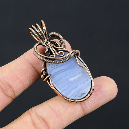 Blue Lace Agate Gemstone Pendant