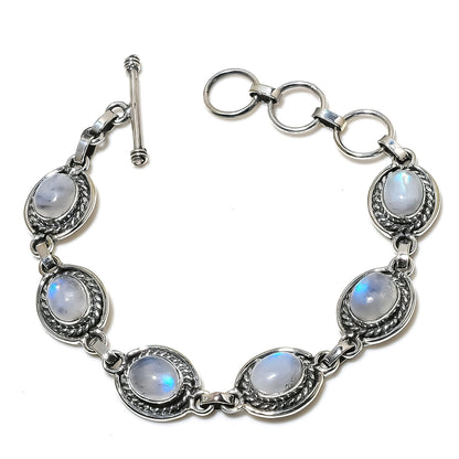 White Moonstone & Grey Labradorite Gemstone Bracelet