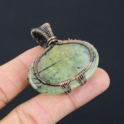 Green Prehnite Gemstone Tree of Life Pendant