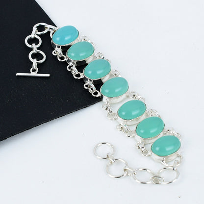 Green Chalcedony Gemstone Bracelet