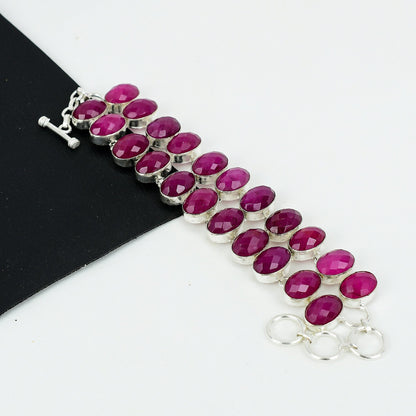 Pink Ruby Gemstone Bracelet