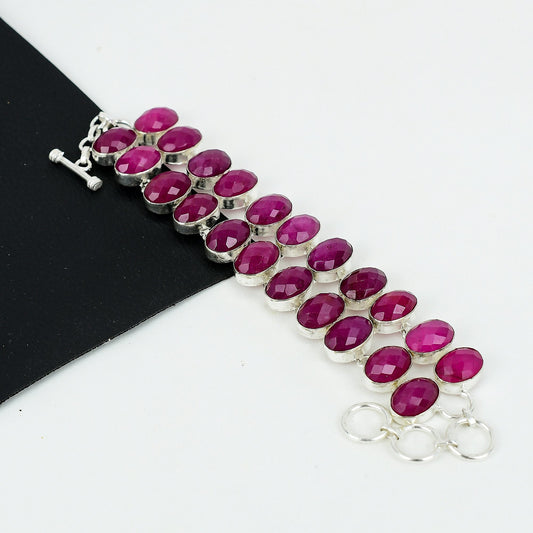 Pink Ruby Gemstone Bracelet