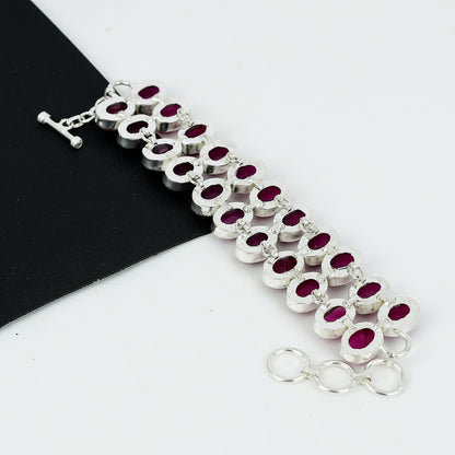 Pink Ruby Gemstone Bracelet