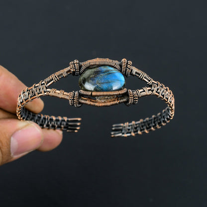 Blue Labradorite Gemstone Copper Cuff