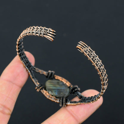 Blue Labradorite Gemstone Copper Cuff