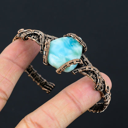 Blue Larimar Gemstone Cuff Bracelet