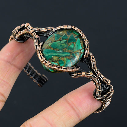 Green Malachite Gemstone Cuff Bracelet