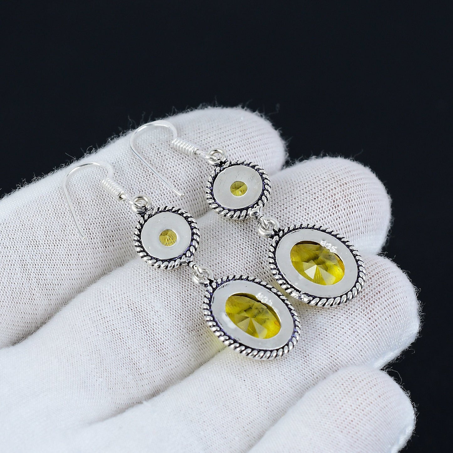 Yellow Citrine Sterling Silver Earrings