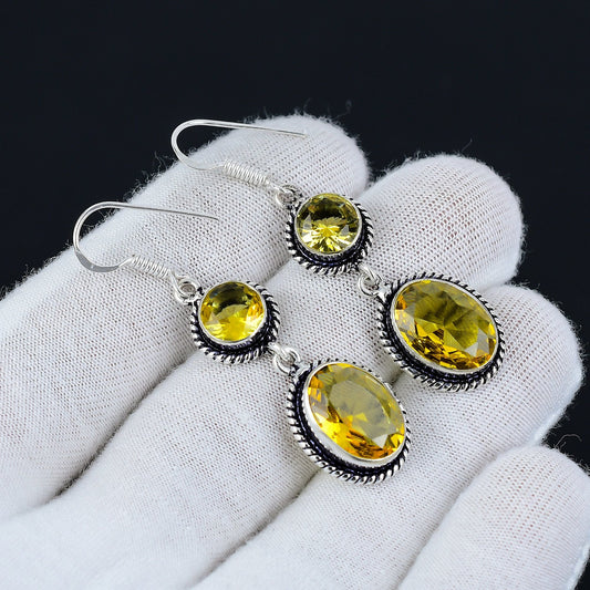 Yellow Citrine Sterling Silver Earrings