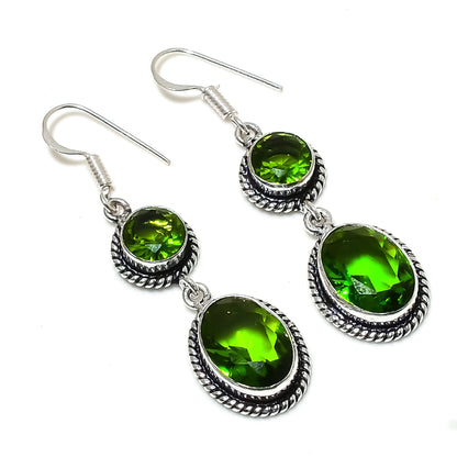Green Peridot Sterling Silver Earrings