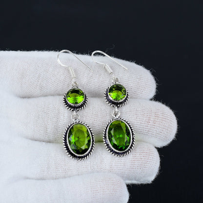 Green Peridot Sterling Silver Earrings