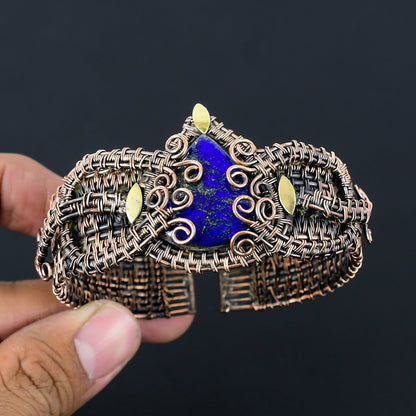 Blue Lapis Lazuli Gemstone Cuff Bracelet
