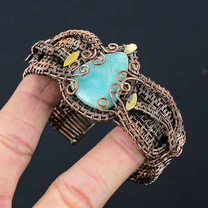 Green Amazonite Gemstone Cuff Bracelet