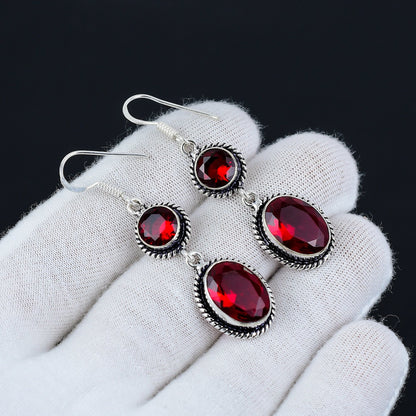 Red Garnet Gemstone Earrings