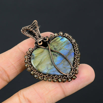 Blue Labradorite Gemstone Heart Pendant