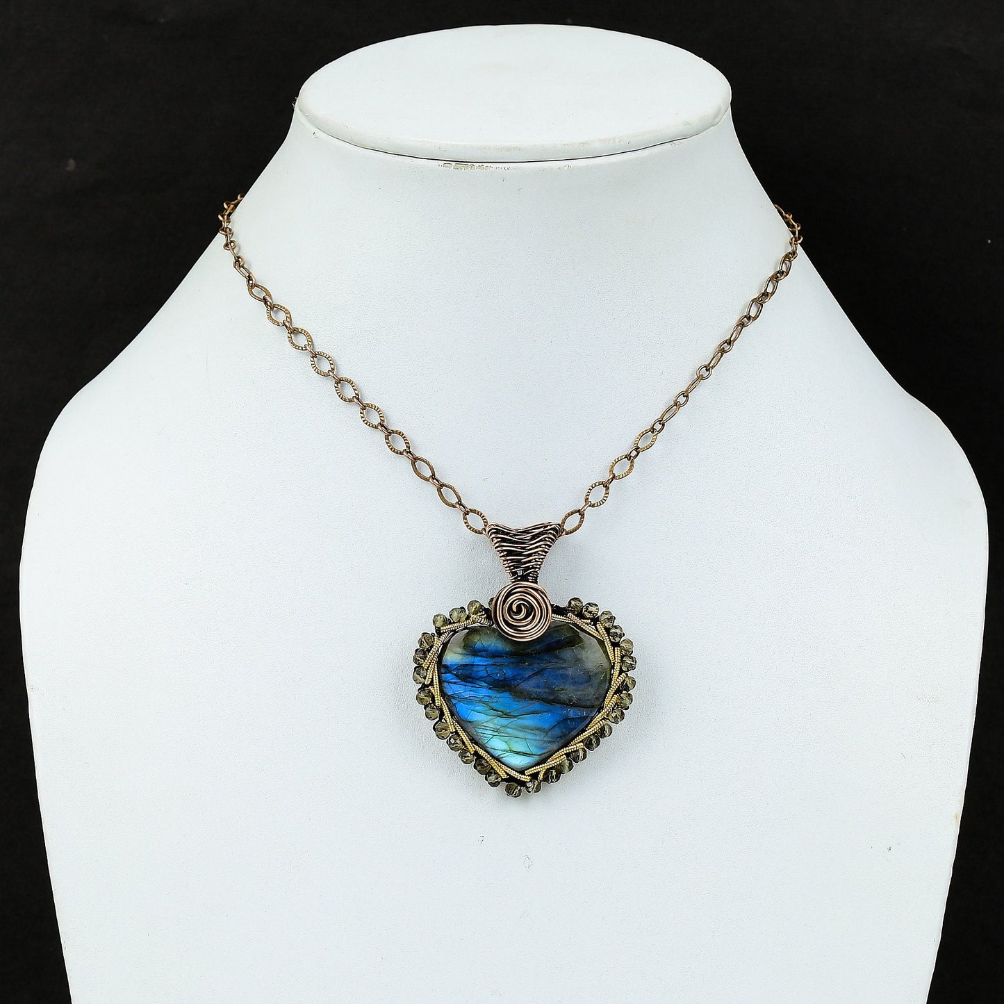 Blue Labradorite Gemstone Heart Pendant