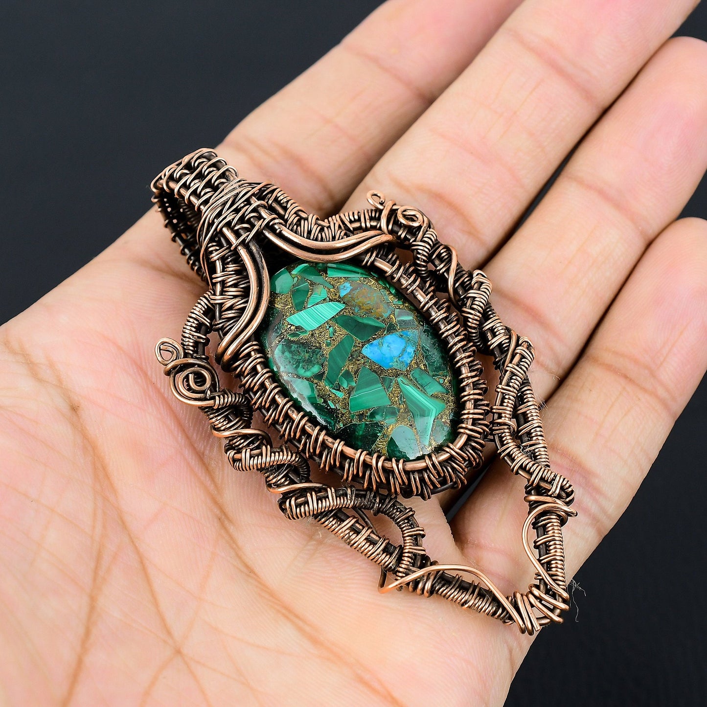 Green Malachite Gemstone Pendant