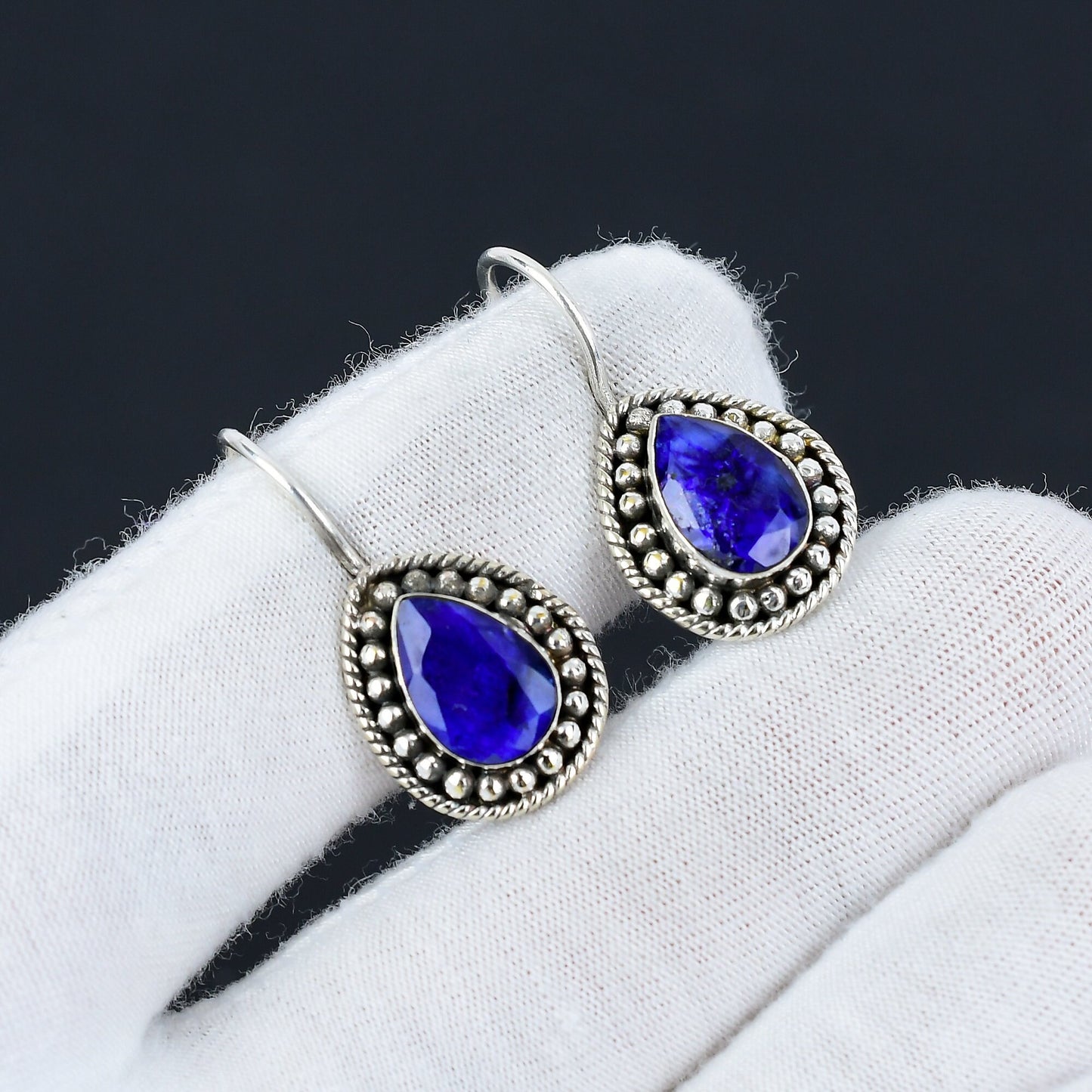 Blue Sapphire Gemstone Earrings