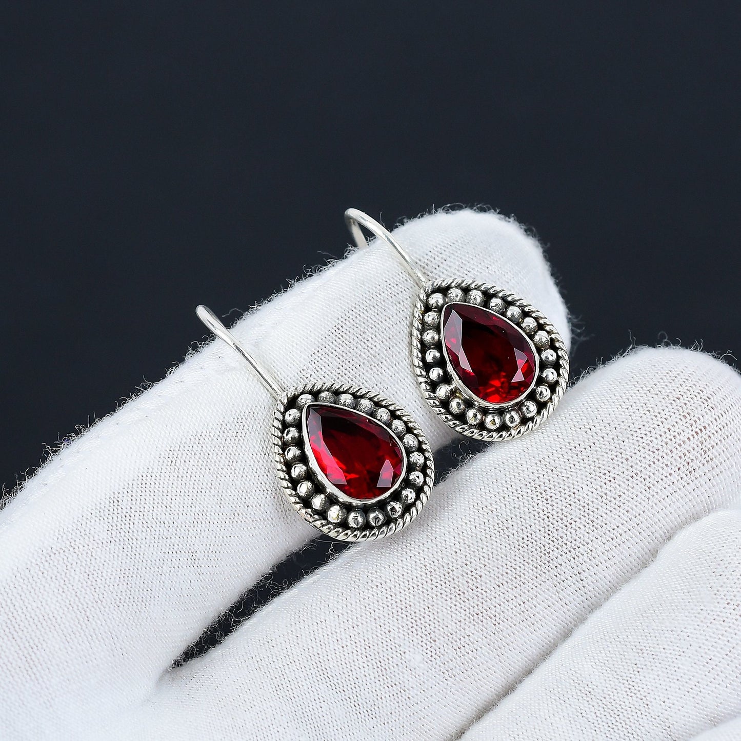 Red Garnet Gemstone Earrings
