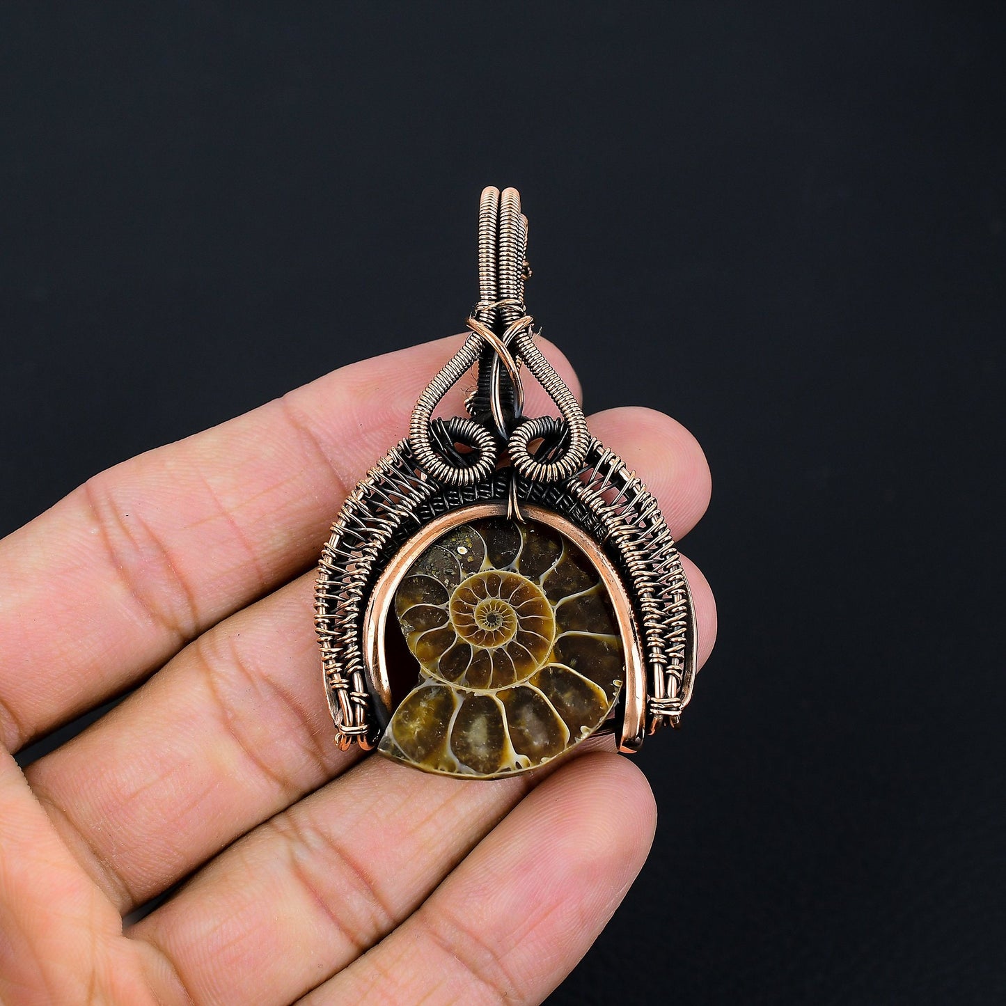 Brown Ammonite Gemstone Pendant