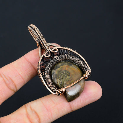 Copper Ammonite Gemstone Pendant