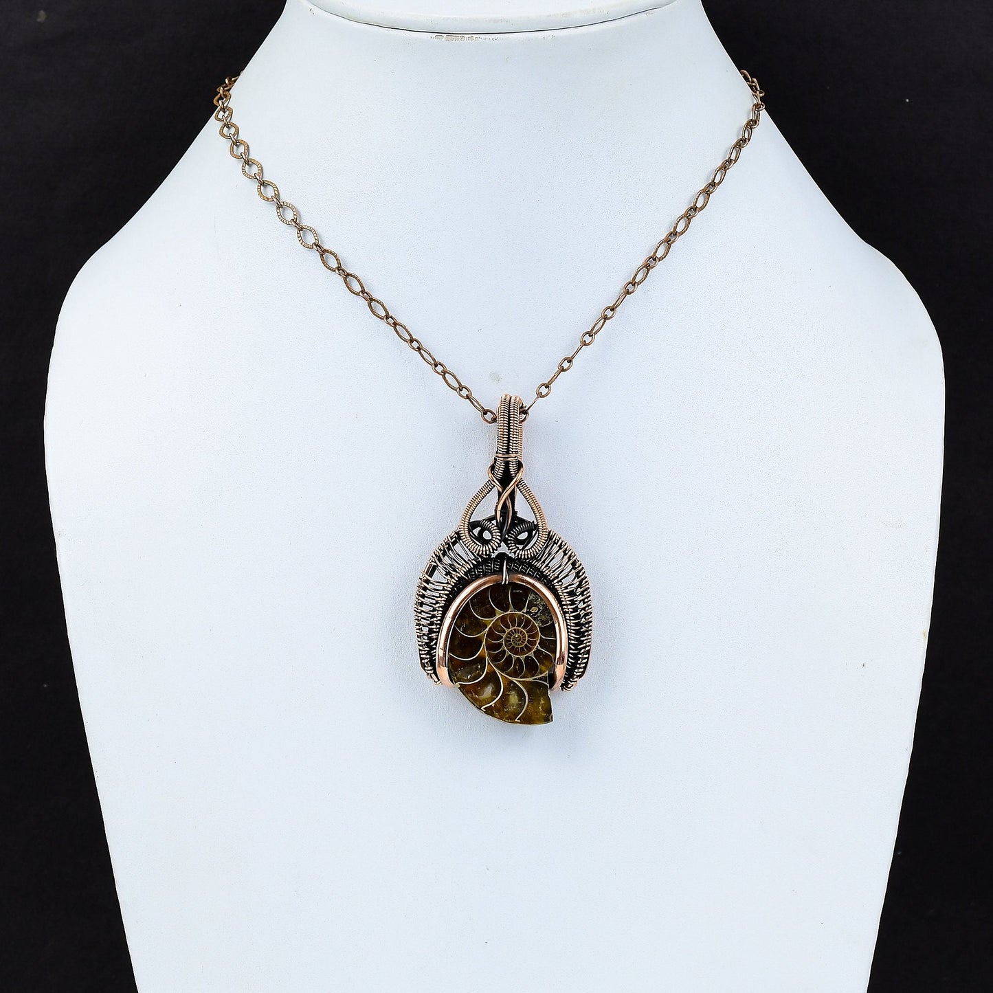 Copper Ammonite Gemstone Pendant