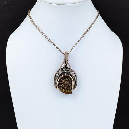 Copper Ammonite Gemstone Pendant
