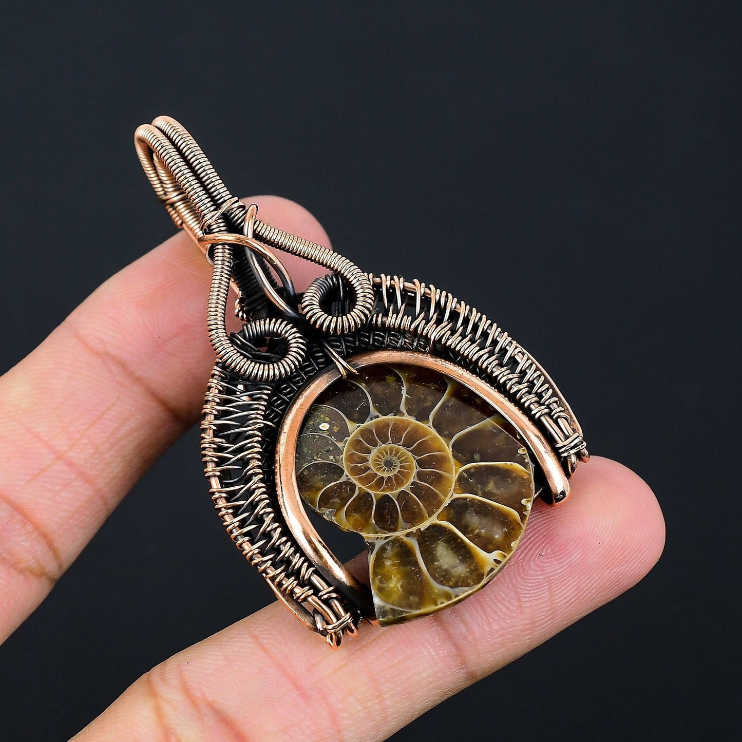 Brown Ammonite Gemstone Pendant